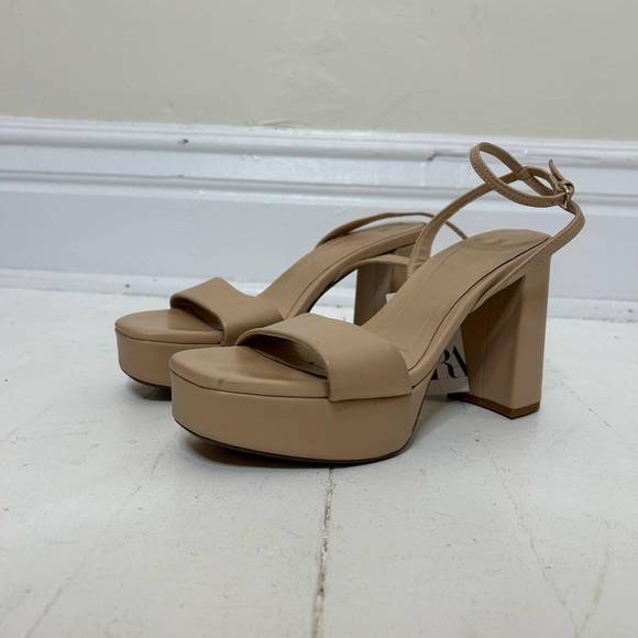 Nude Strappy Platform Sandals (Zara) - Picture 2 of 10
